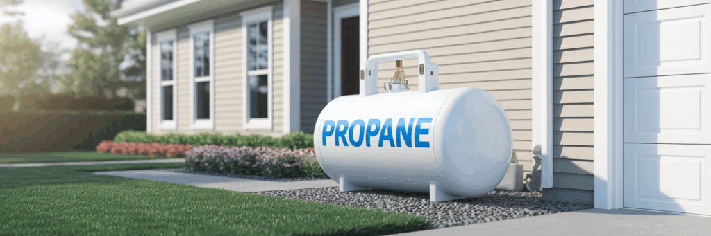 Residential propane tank installed safely